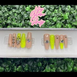 Mina Lime Glam Nails